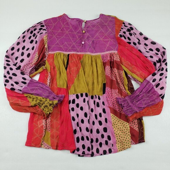 Blank London Miranda Peasant Blouse Womens Large Pink Anthropologie Boho Top - Picture 8 of 16